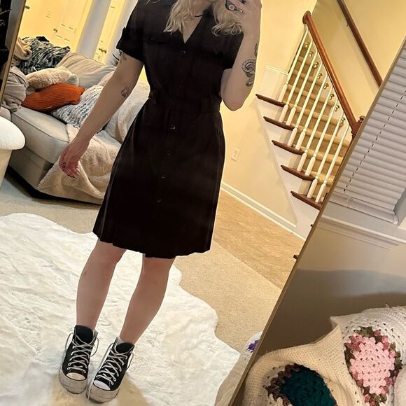 Brown vintage style east fifth button down dress - Picture 4 of 12